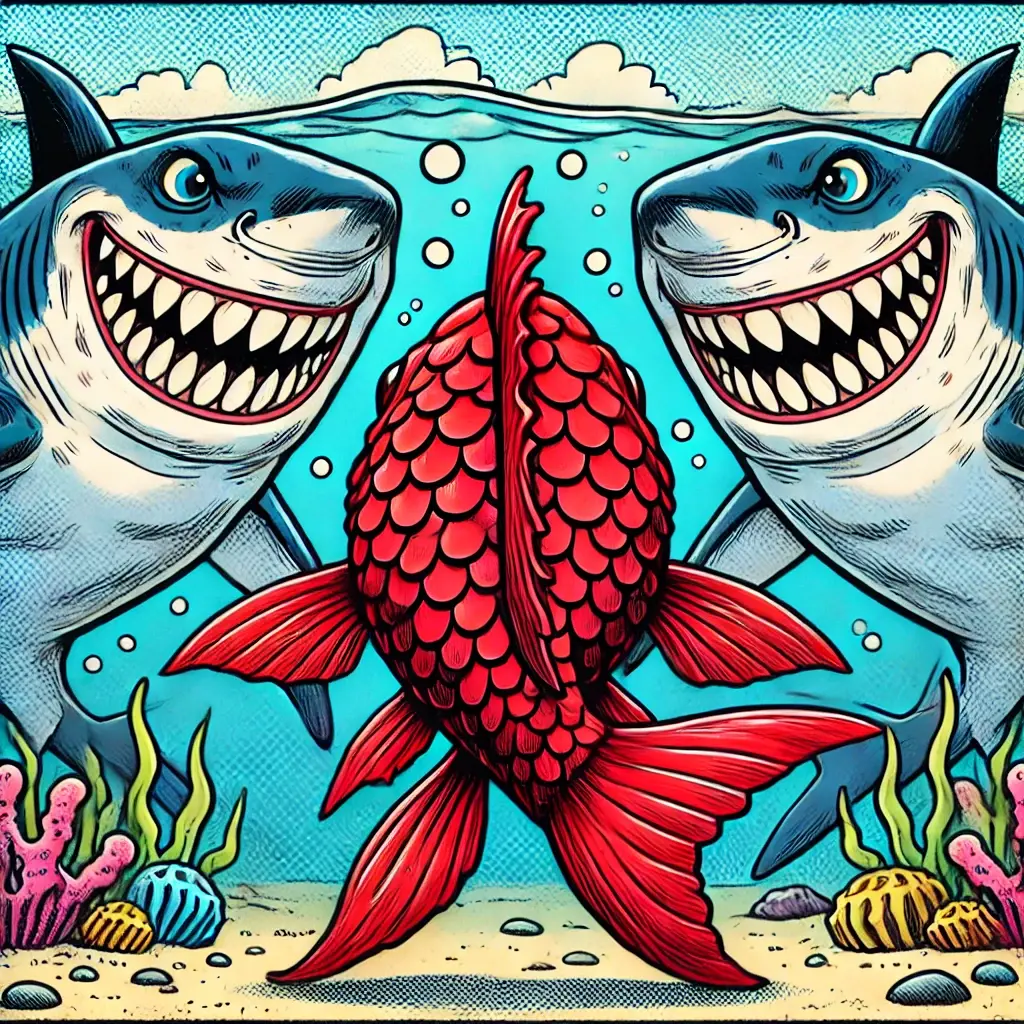 The little red fish and the shark gang