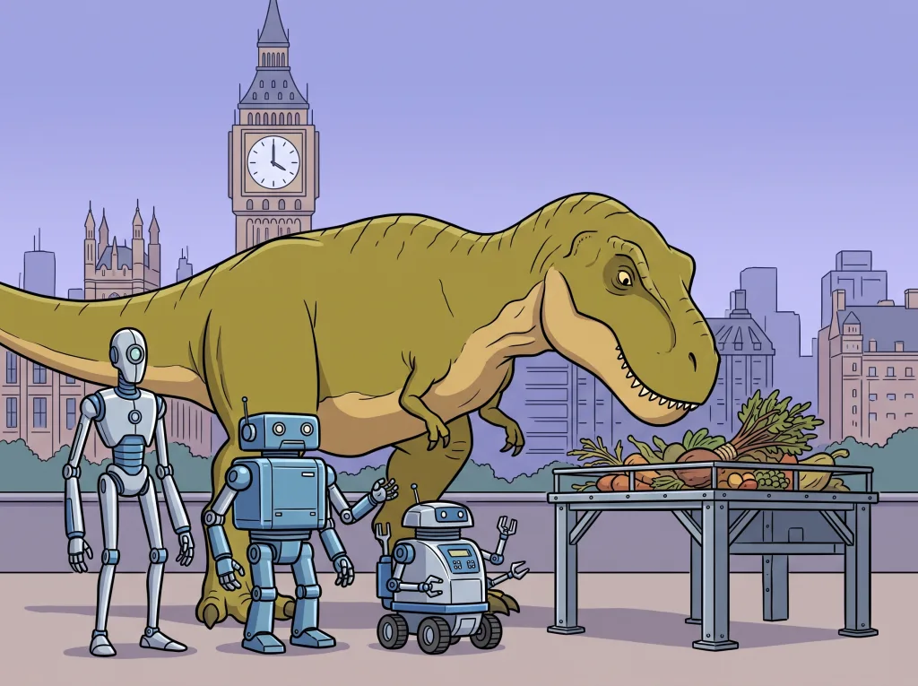 The Three Robots and Tarbo the Dinosaur